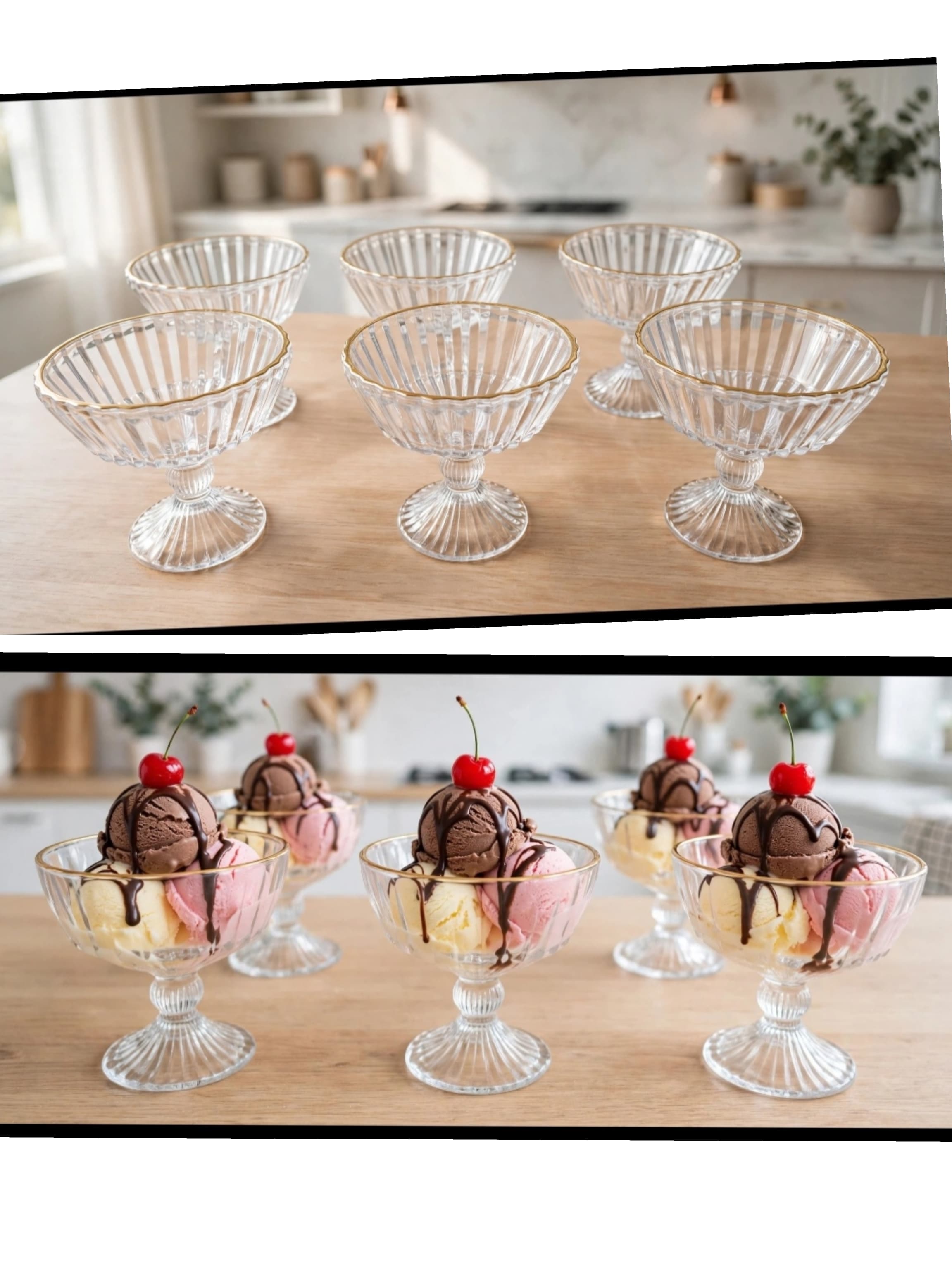 Vertical Ribbed Ice Cream Bowl 6pc 454995