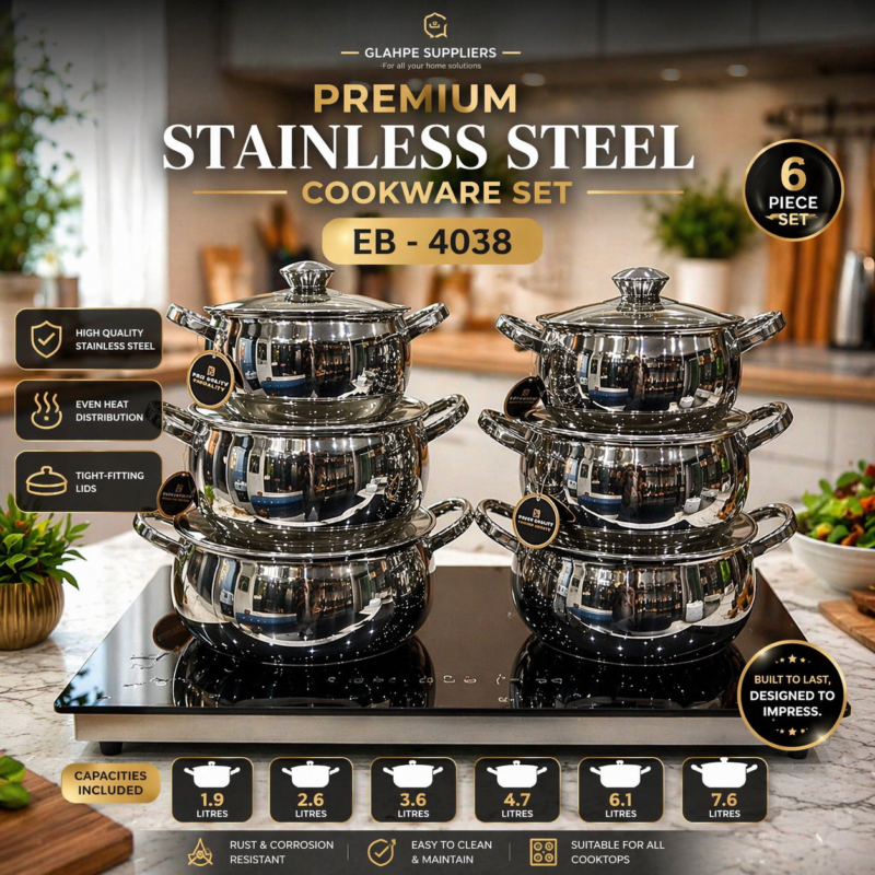 Eb4038 Edenberg Steel Casserole 6 Pcs