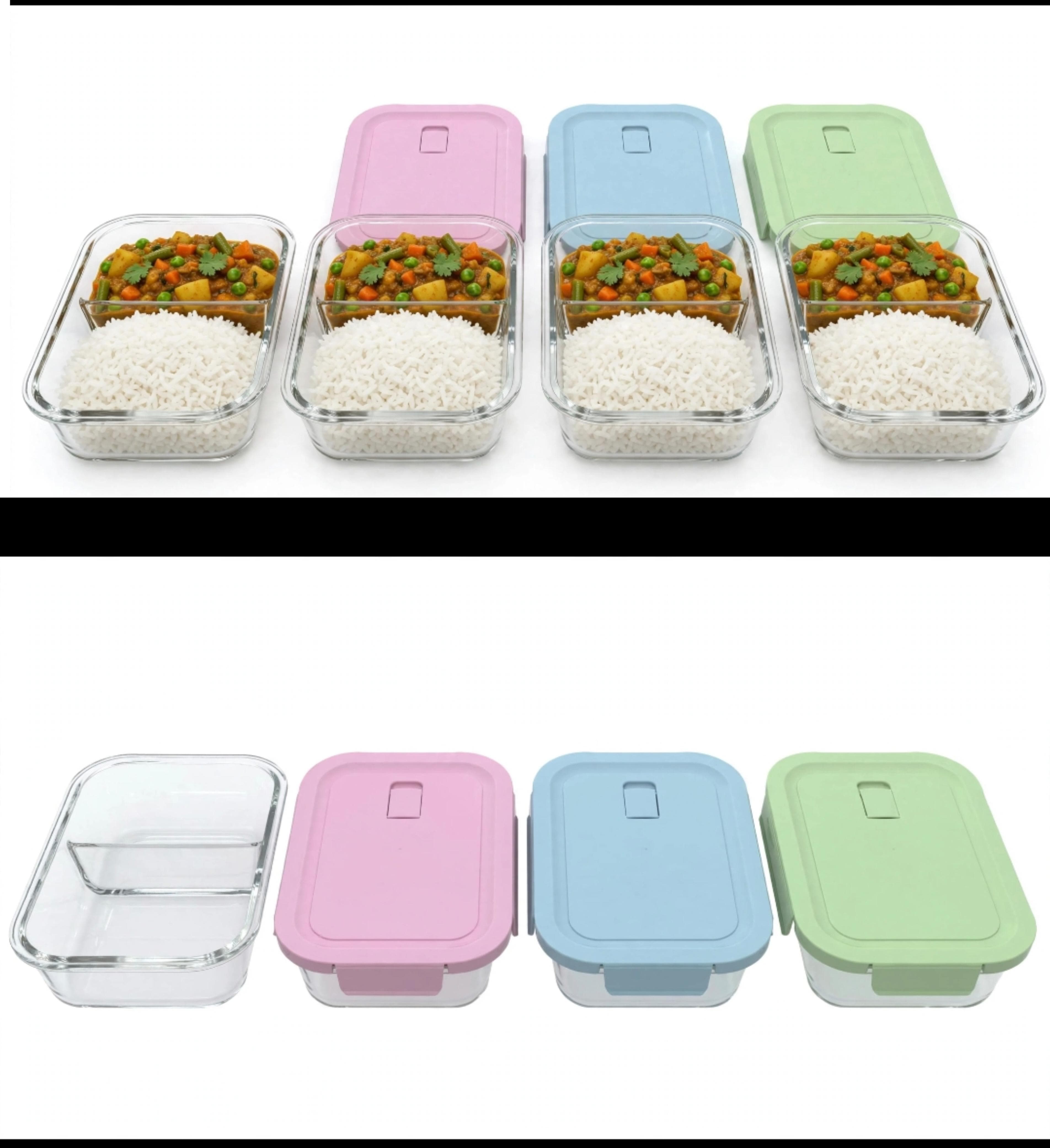 Glass Storage Bowl 1040ml 2 Partition 454983