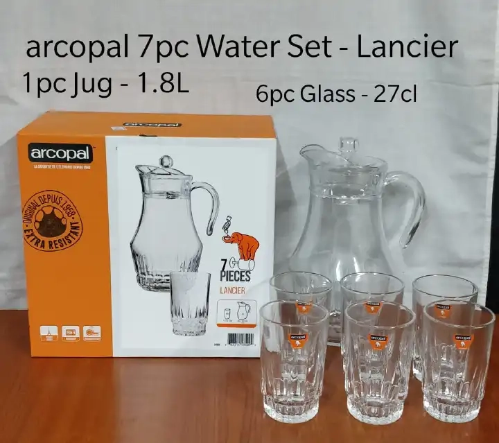 Arcopal Lancier 7-Piece Water Set - 1 Jug + 6 Glasses