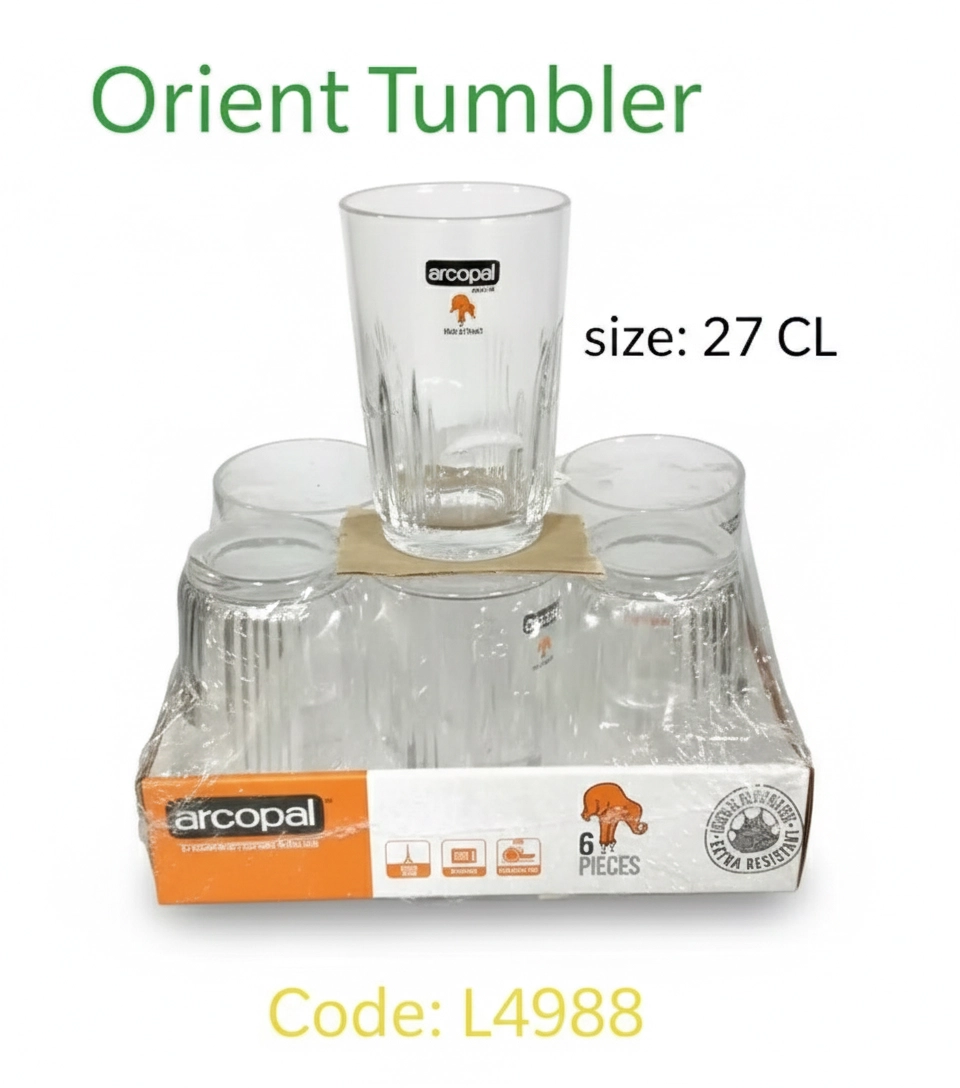 Arcopal Orient Plain Glass Set 6 Pieces 270ml - Model L4988
