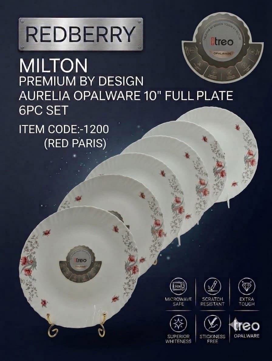 Treo Red Paris Dinner Plate 6pc Mt10repa