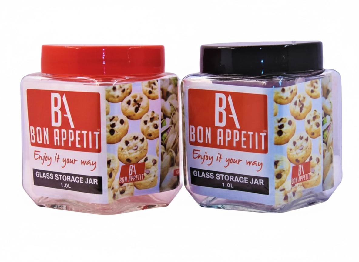 HMBA103 BA SQ GLASS JAR 2L R/BLK