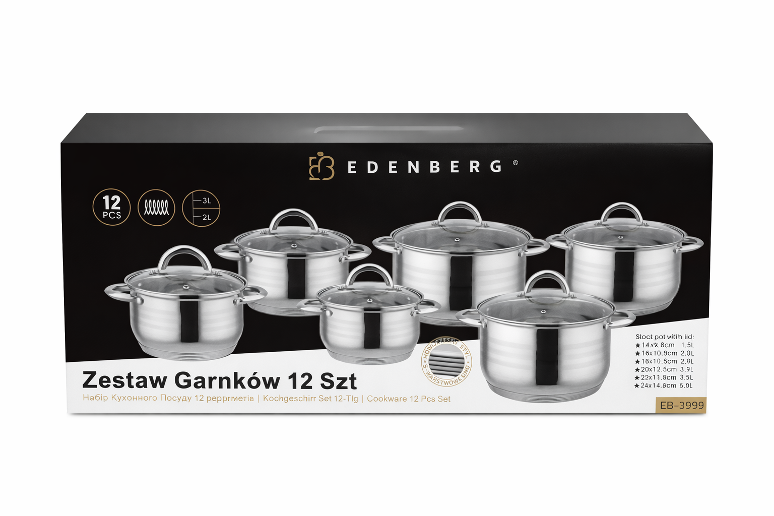Ebenberg Steel Ccokware Set 12pc Eb3999