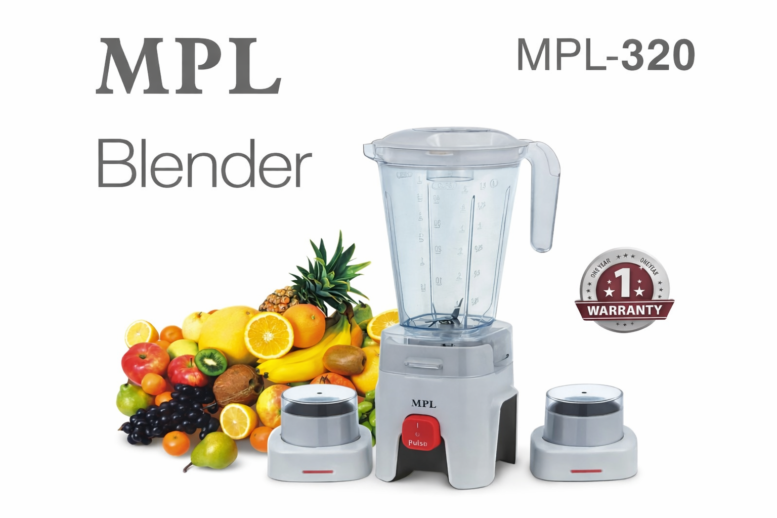 MPL Blender 3-in-1 - Glass Jar, Grinder & Juicer (MPL320)