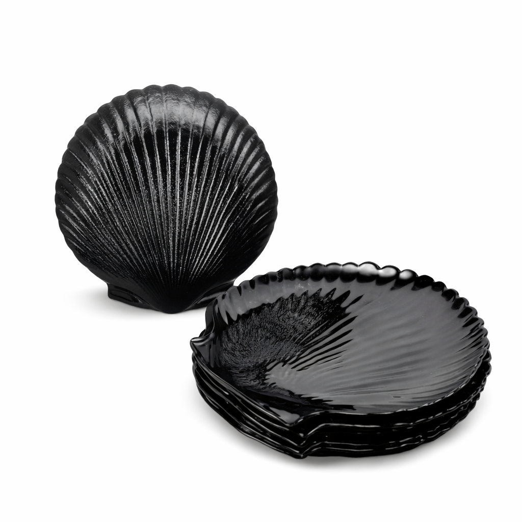 Sig Shell Black Dessert Plate 6pc Sgbnbp70t