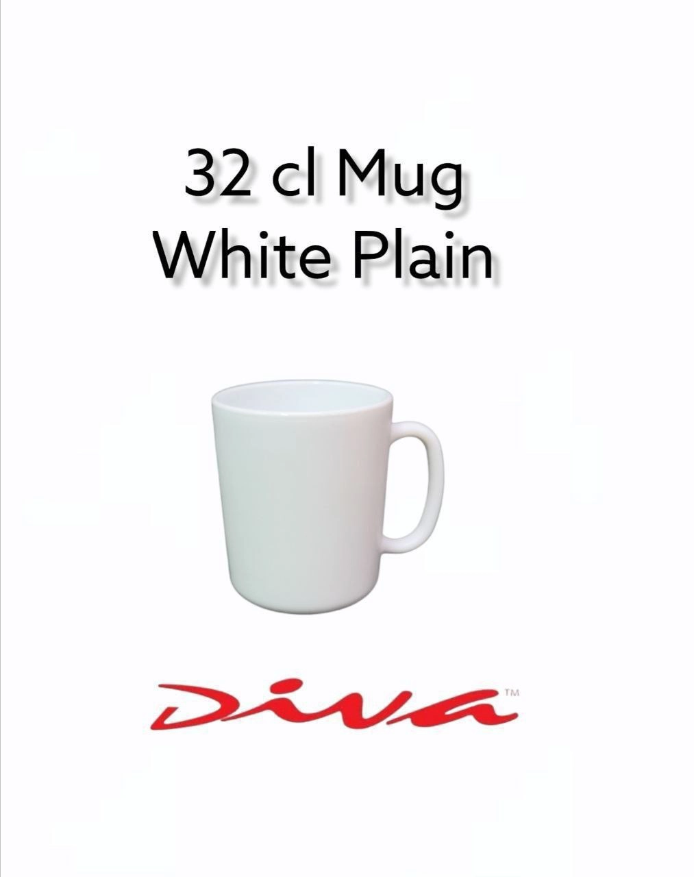 D32W DIVA PLAIN WHITE MUG 32CL 6PC DW32CL 33690