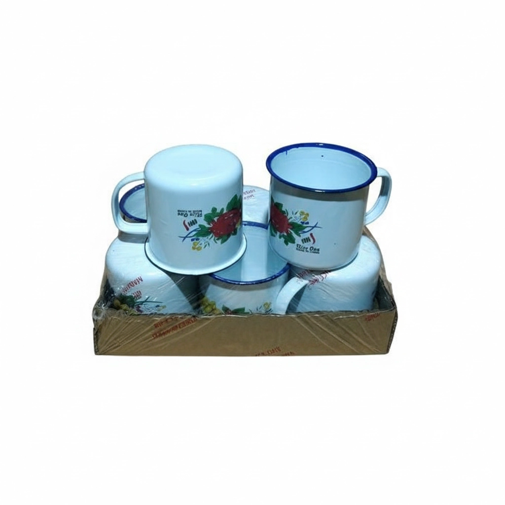 ENAMEL MUG 8CM DECO KENYA 6PC ED8C