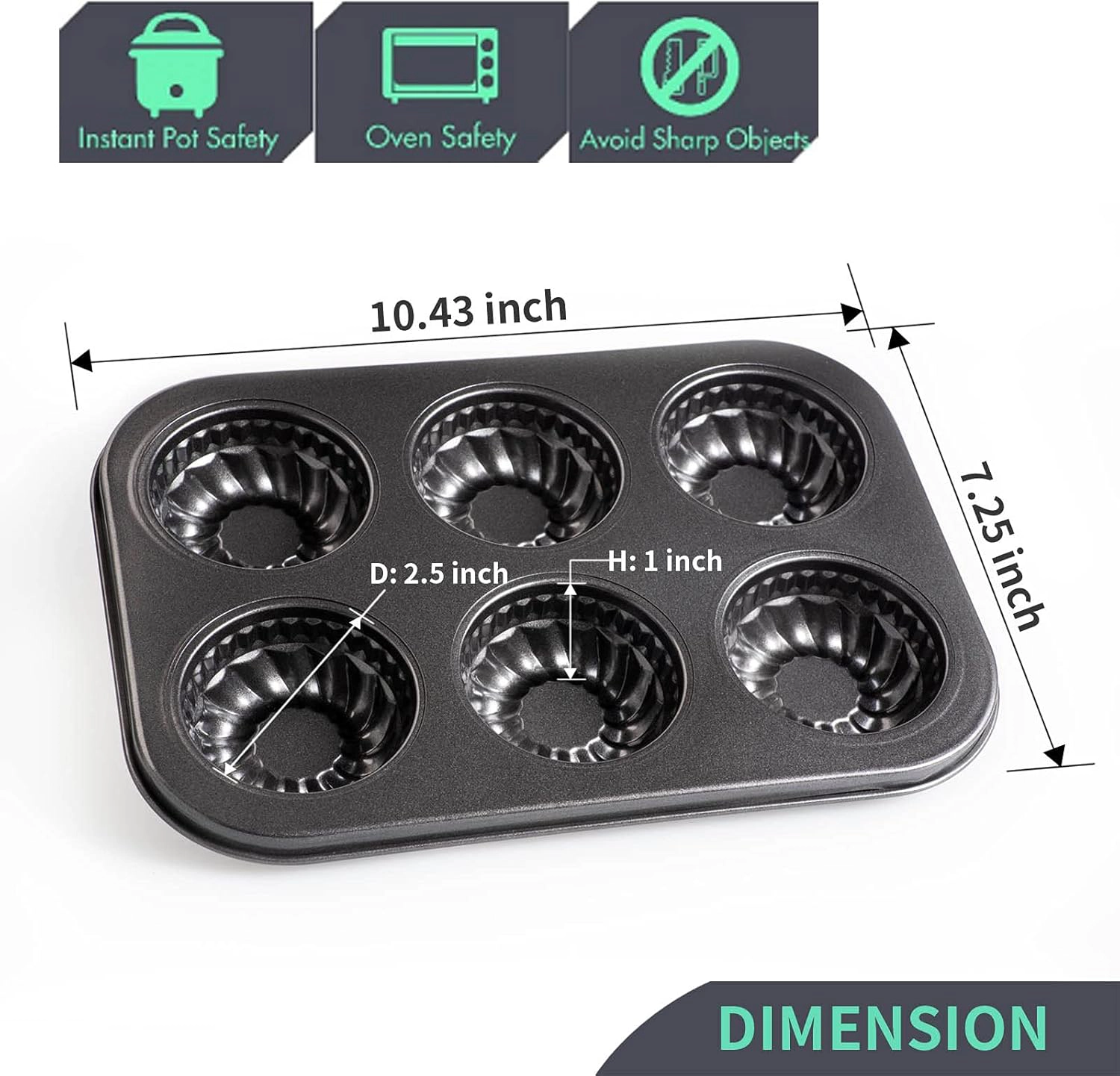 Non-Stick 6-Cup Cake Mould - Mini Bundt Pan