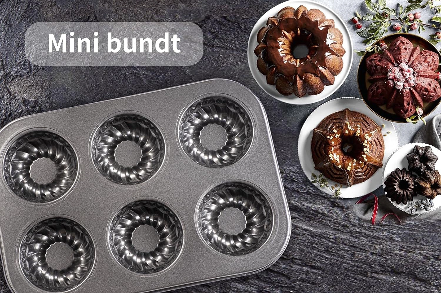 Non-Stick 6-Cup Cake Mould - Mini Bundt Pan
