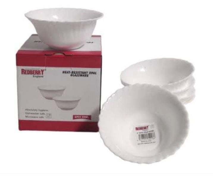 700538 R/B PLAIN WHITE BOWL5 INCH 6PC 370360