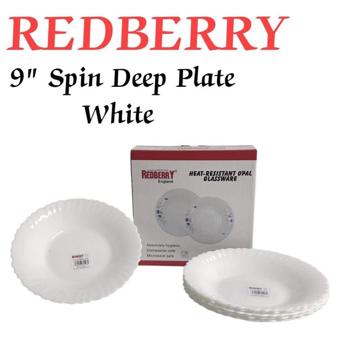 601281 R/B WHITE SOUP PLATE 9 INCH 6PC 370292