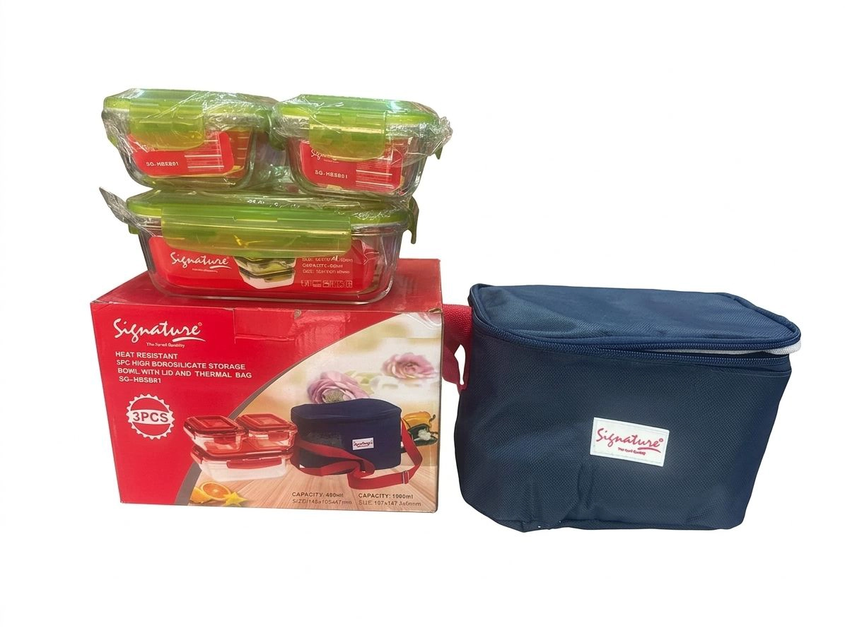 Signature Borosilicate Storage Bowl Set + Bag – 3 Pieces (SHHBSB01)