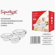 Signature Round Glass Casserole Set - 3 Pieces (SGHBGC3)