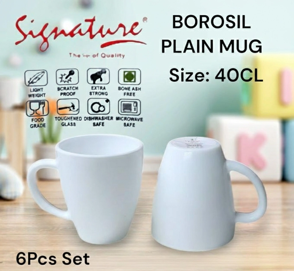 S40WP SIG WHITE 40CL MUG 6PC PLAIN
