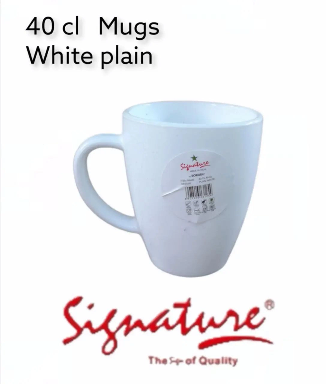 121254 S40PLWH SIG 40CL PLAIN WHITE MUG 6PC
