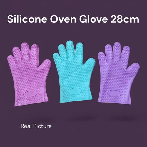Silicone Oven Gloves - 28cm Heat-Resistant Kitchen Mitts