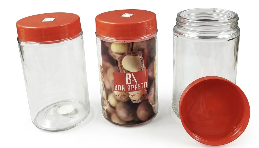 Bon Appétit Glass Jar - 1L Round with Red Lid (HMBA06)