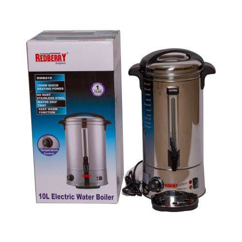 Redberry Electric Tea Urn - 10L Stainless Steel Hot Beverage Boiler (RBETU10)