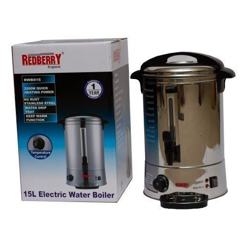 Redberry Electric Tea Urn - 15L Stainless Steel Hot Beverage Boiler (RBETU15)