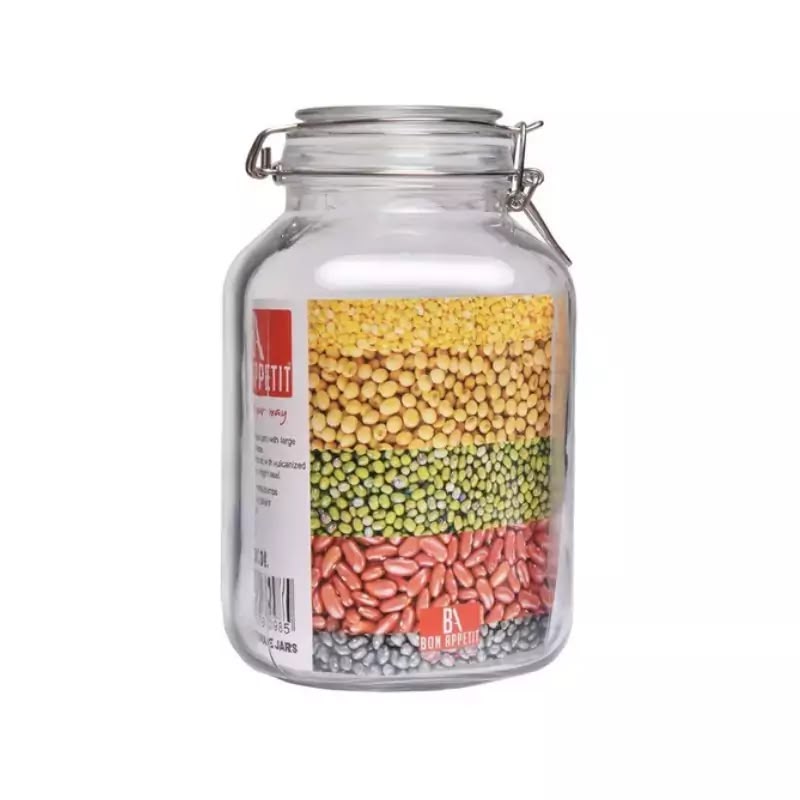 Bon Appétit Clamp Storage Jar - 3L Airtight Glass Container with Metal Clip Lid