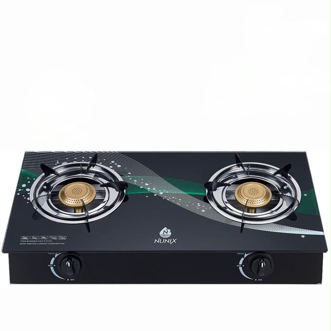 Nunix Gas Cooker - 2 Burners, Glass Top (NUGC2BGT)